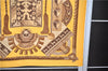 Authentic HERMES Pleats Scarf "HUACA PIRU" Silk Yellow 1031G