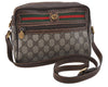 Authentic GUCCI Web Sherry Line Shoulder Cross Bag GG PVC Leather Brown 1033D