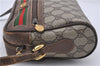 Authentic GUCCI Web Sherry Line Shoulder Cross Bag GG PVC Leather Brown 1033D