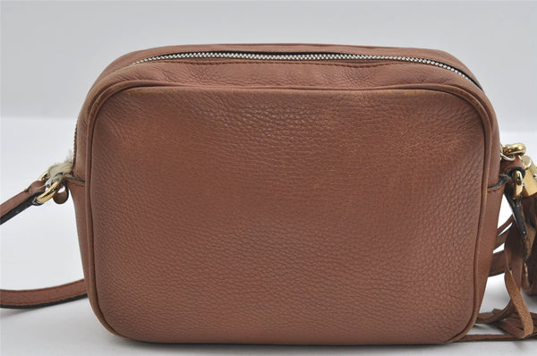 Authentic GUCCI SOHO Tassel Shoulder Cross Bag GG Leather 308364 Brown 1033I