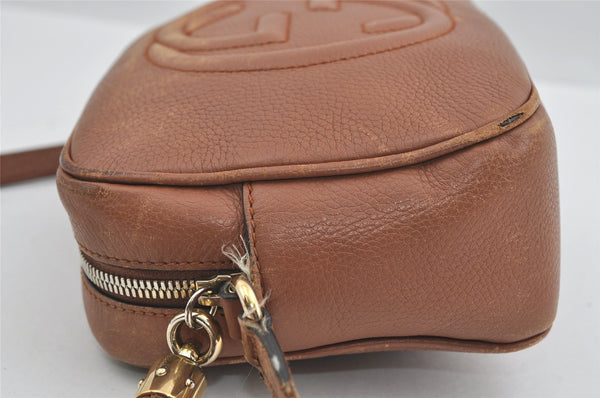 Authentic GUCCI SOHO Tassel Shoulder Cross Bag GG Leather 308364 Brown 1033I