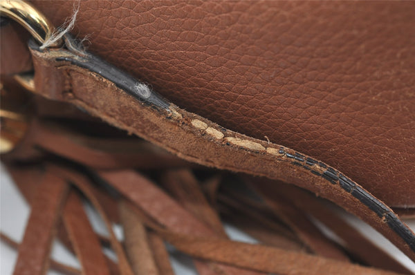 Authentic GUCCI SOHO Tassel Shoulder Cross Bag GG Leather 308364 Brown 1033I