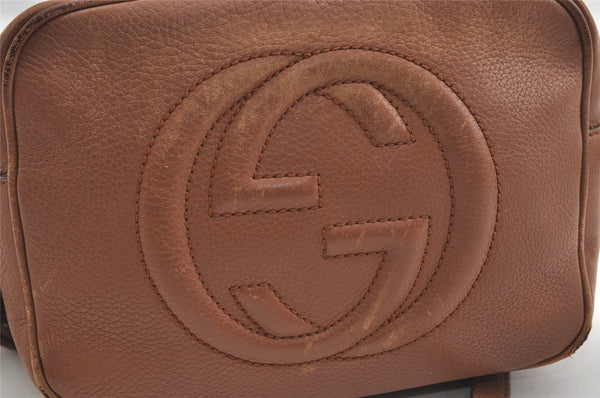 Authentic GUCCI SOHO Tassel Shoulder Cross Bag GG Leather 308364 Brown 1033I