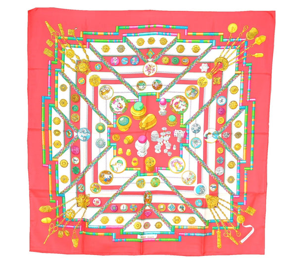 Authentic HERMES Carre 90 Scarf "Petite main" Silk Red 1034G