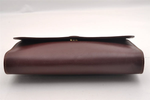 Authentic Cartier Must de Cartier Clutch Hand Bag Leather Bordeaux Red 1034I