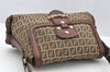 Authentic FENDI Zucchino Vintage Shoulder Bag Purse Canvas Leather Brown 1035I