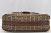 Authentic FENDI Zucchino Vintage Shoulder Bag Purse Canvas Leather Brown 1035I