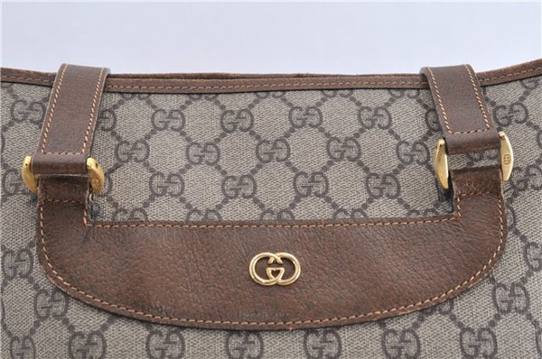 Authentic GUCCI Shoulder Tote Bag GG PVC Leather 002396130 Brown Junk 1036D