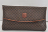 Authentic CELINE Macadam Blason Pattern Clutch Hand Bag PVC Leather Brown 1039I