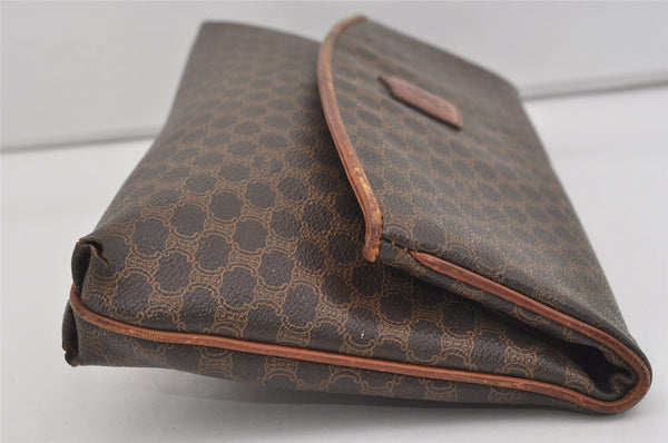 Authentic CELINE Macadam Blason Pattern Clutch Hand Bag PVC Leather Brown 1039I