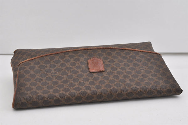 Authentic CELINE Macadam Blason Pattern Clutch Hand Bag PVC Leather Brown 1039I