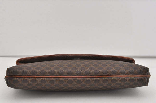 Authentic CELINE Macadam Blason Pattern Clutch Hand Bag PVC Leather Brown 1039I