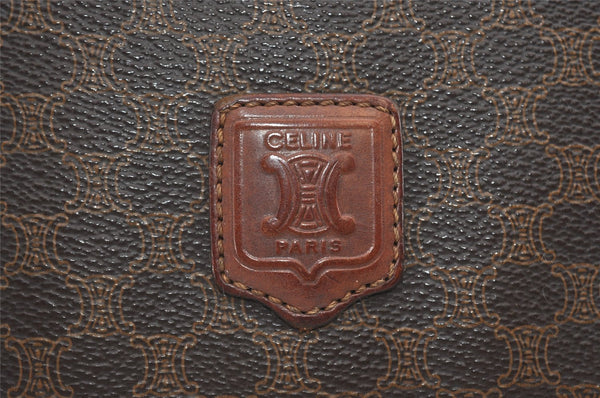 Authentic CELINE Macadam Blason Pattern Clutch Hand Bag PVC Leather Brown 1039I
