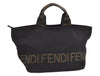 Authentic FENDI Vintage Hand Tote Bag Purse Nylon Leather Black 1040I