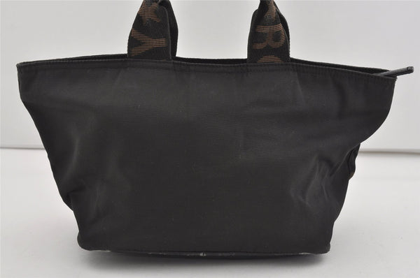 Authentic FENDI Vintage Hand Tote Bag Purse Nylon Leather Black 1040I