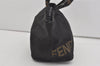 Authentic FENDI Vintage Hand Tote Bag Purse Nylon Leather Black 1040I