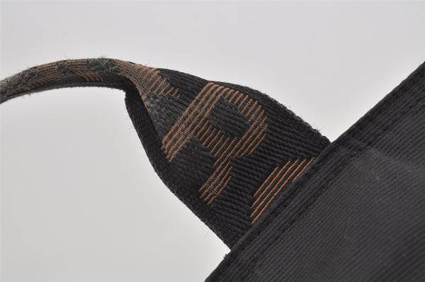 Authentic FENDI Vintage Hand Tote Bag Purse Nylon Leather Black 1040I