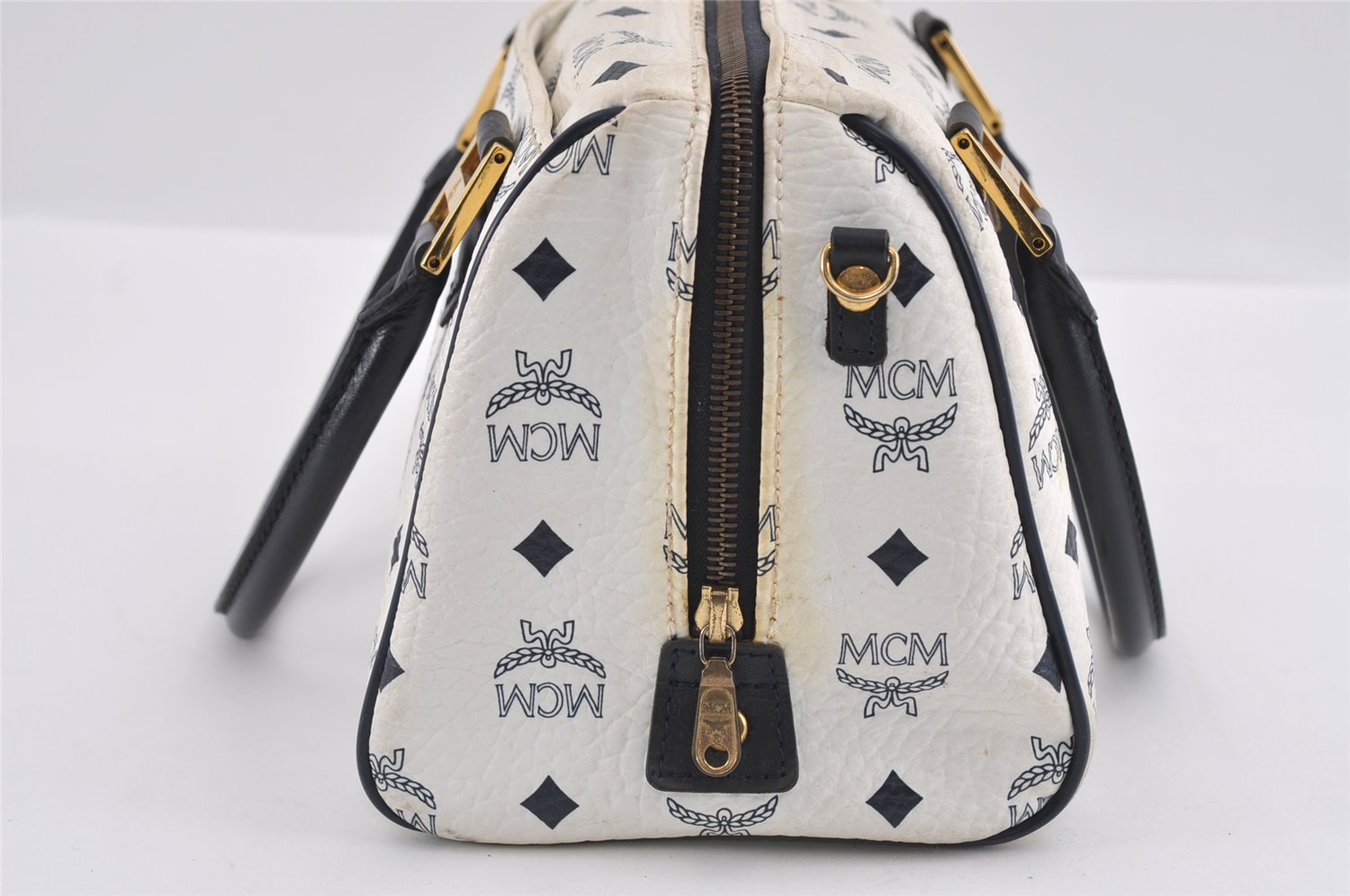 Authentic MCM Leather Vintage 2Way Shoulder Hand Bag Purse White 1042I