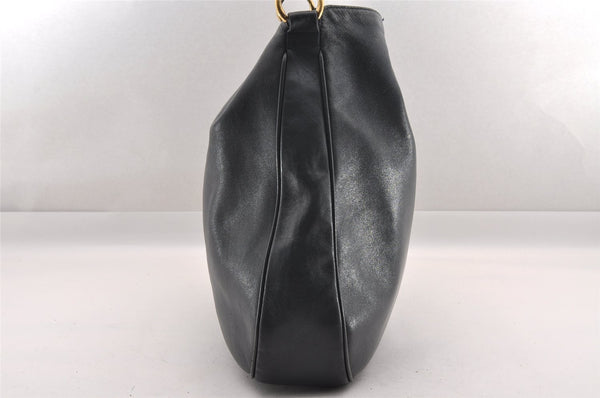 Authentic GUCCI Bamboo 2Way Shoulder Bag Leather Navy Blue Junk 1044I