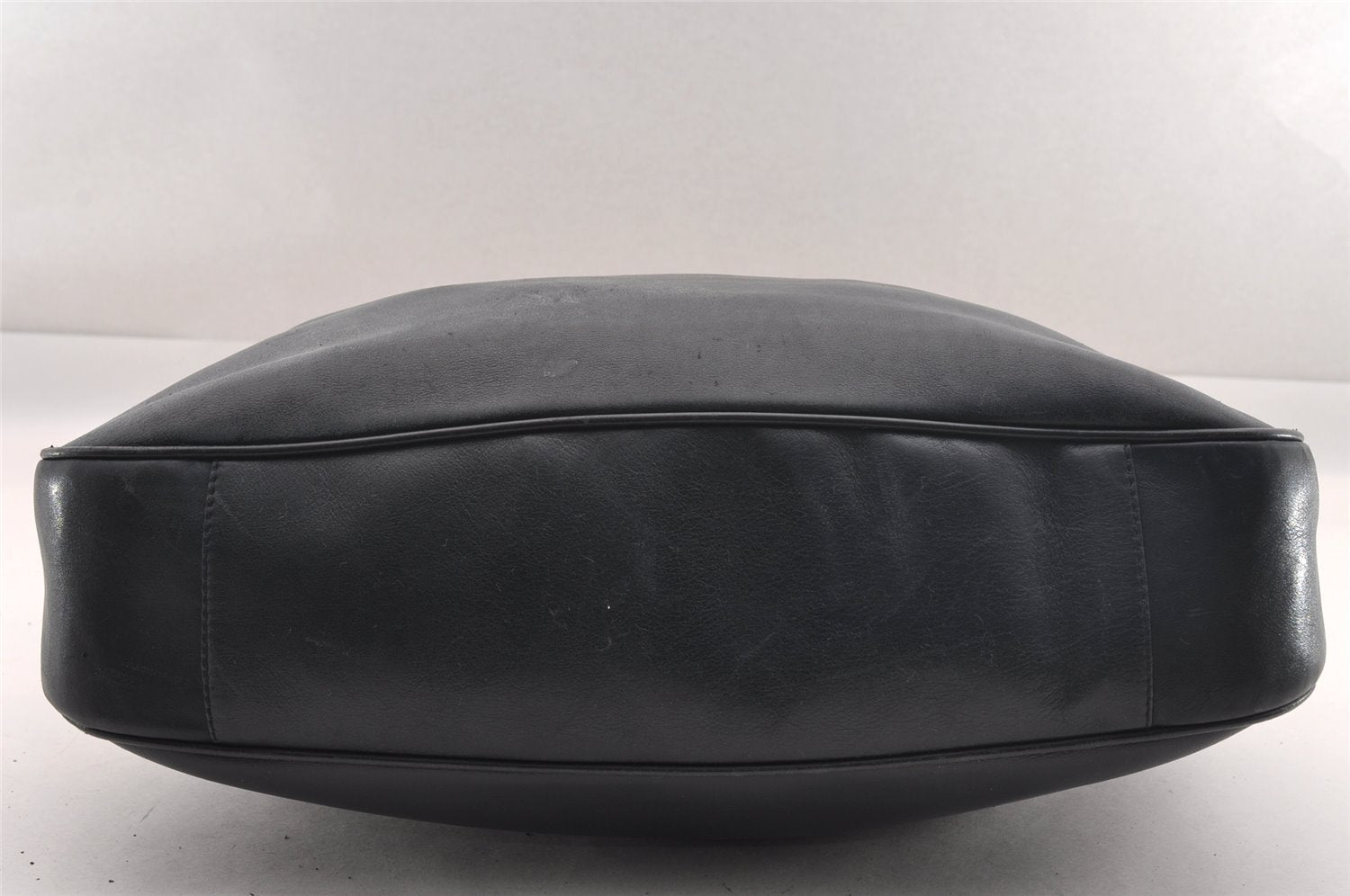 Authentic GUCCI Bamboo 2Way Shoulder Bag Leather Navy Blue Junk 1044I