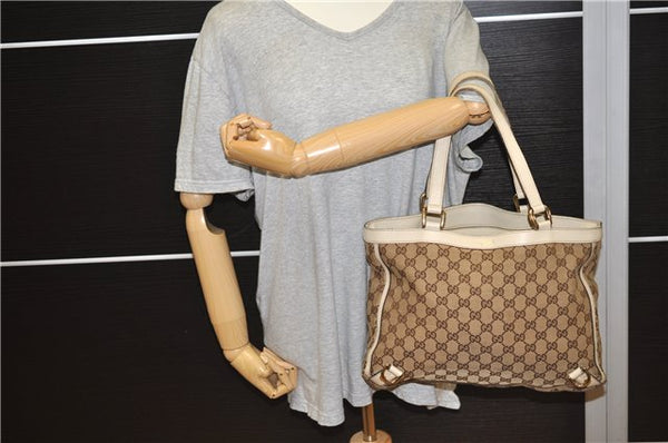 Authentic GUCCI Abbey Shoulder Hand Bag GG Canvas Leather 170004 Brown 1045F