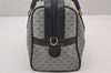 Authentic GUCCI Micro GG PVC Leather 2Way Shoulder Hand Boston Bag Navy 1045I