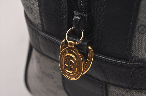 Authentic GUCCI Micro GG PVC Leather 2Way Shoulder Hand Boston Bag Navy 1045I