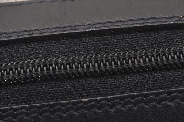 Authentic GUCCI Micro GG PVC Leather 2Way Shoulder Hand Boston Bag Navy 1045I