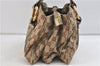 Authentic GUCCI Metal Bamboo Hand Bag GG Canvas Leather Brown Gold 1048D