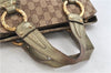 Authentic GUCCI Metal Bamboo Hand Bag GG Canvas Leather Brown Gold 1048D