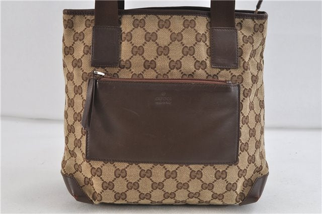 Authentic GUCCI Shoulder Tote Bag GG Canvas Leather Brown 1049D