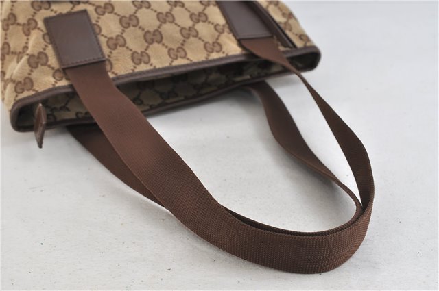 Authentic GUCCI Shoulder Tote Bag GG Canvas Leather Brown 1049D