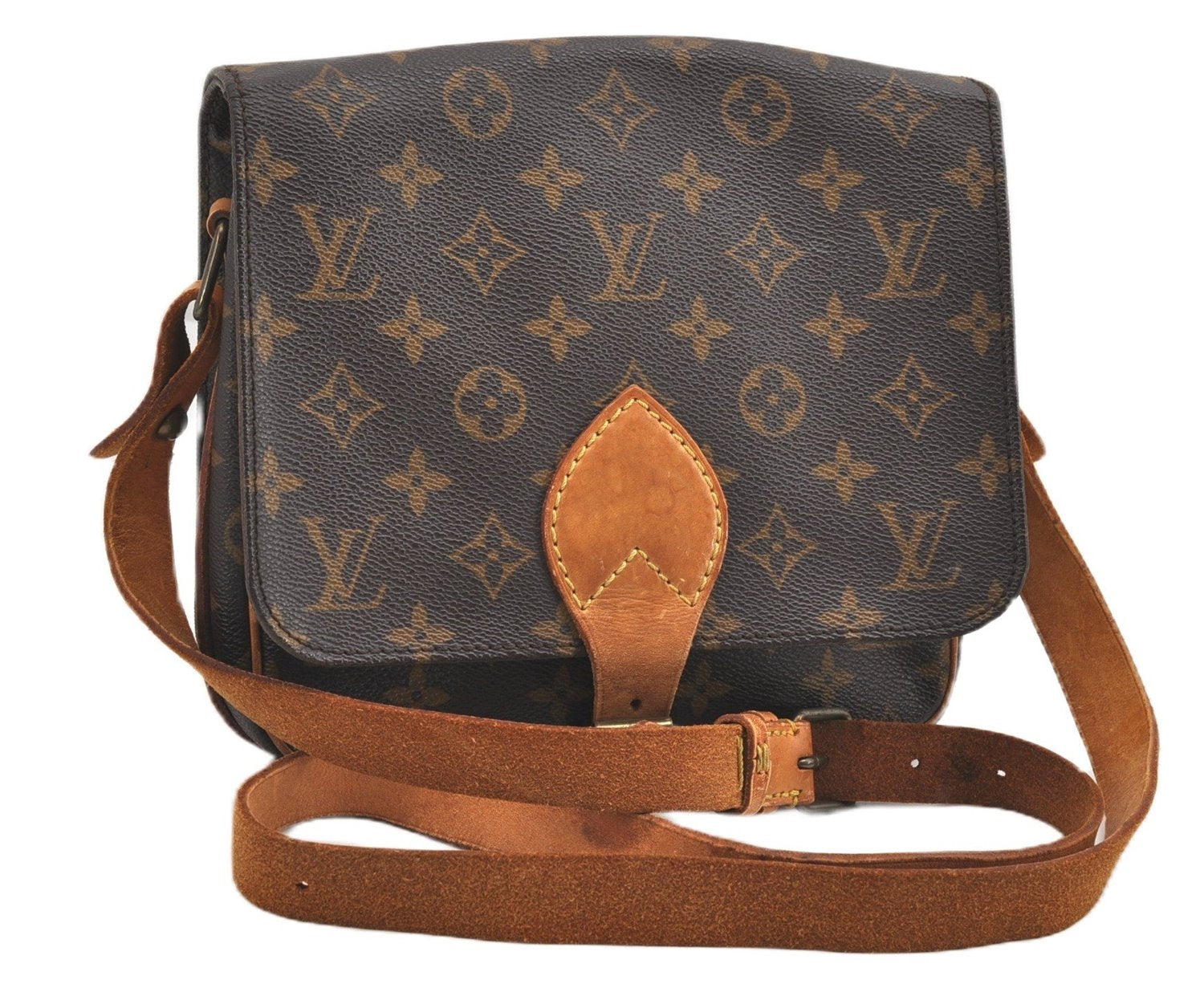 Authentic Louis Vuitton Monogram Cartouchiere MM M51253 Shoulder Cross Bag 1049G