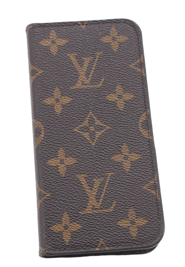 Authentic Louis Vuitton Monogram Folio Iphone X Xs Case M63443 LV 1050E