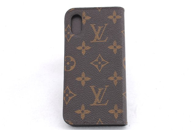 Authentic Louis Vuitton Monogram Folio Iphone X Xs Case M63443 LV 1050E