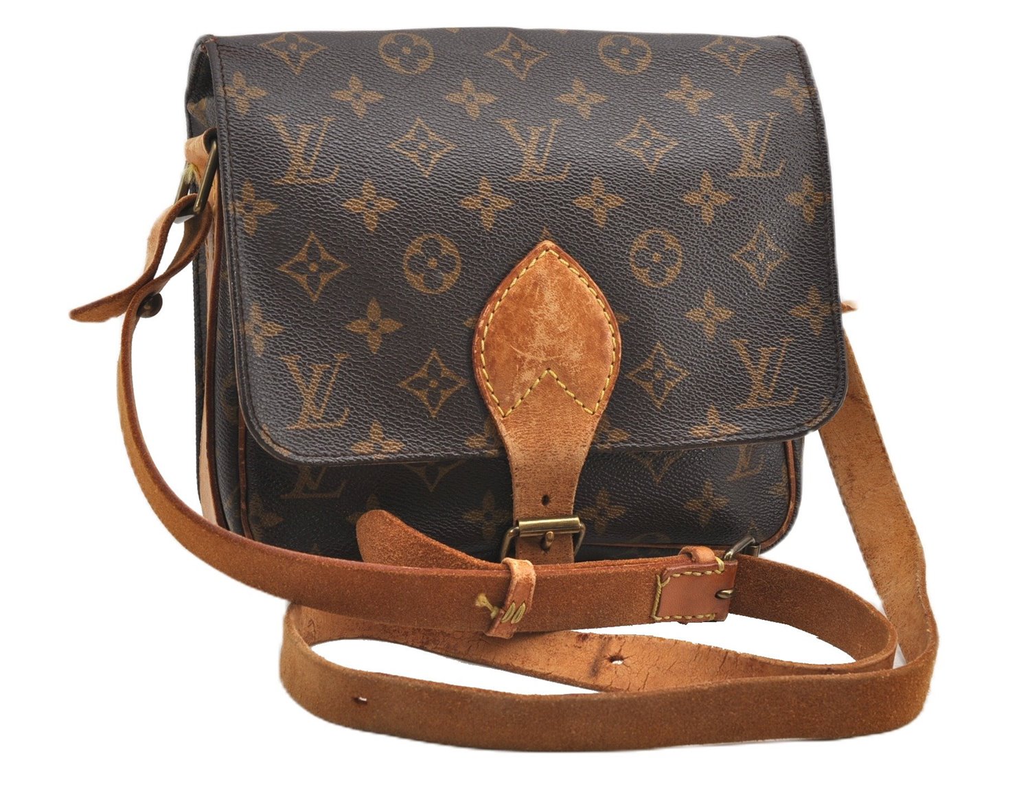 Authentic Louis Vuitton Monogram Cartouchiere MM M51253 Shoulder Cross Bag 1050G