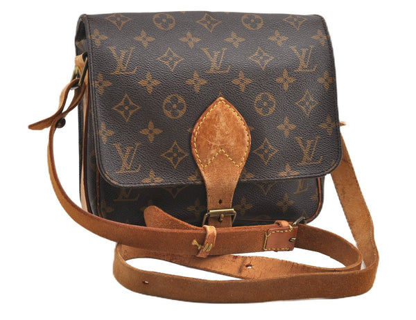 Authentic Louis Vuitton Monogram Cartouchiere MM M51253 Shoulder Cross Bag 1050G