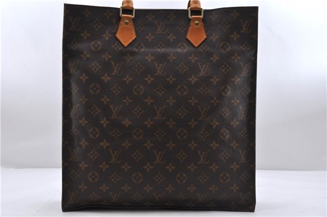 Authentic Louis Vuitton Monogram Sac Plat Hand Bag M51140 LV 1052D