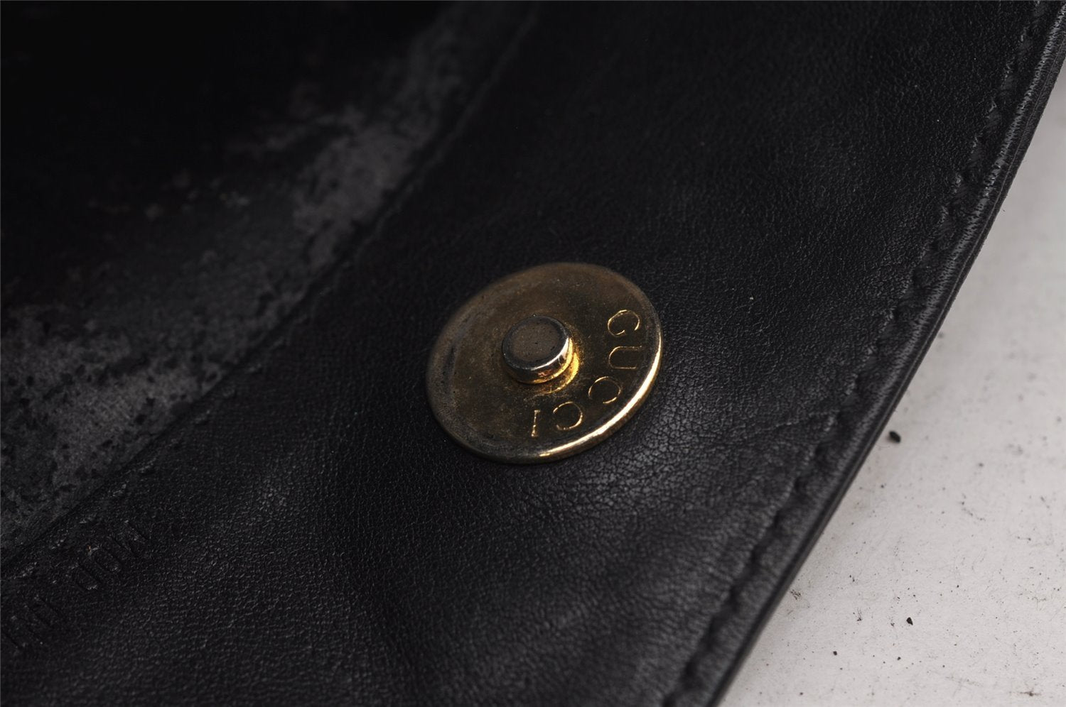 Authentic GUCCI Vintage Bamboo 2Way Shoulder Bag Leather Black Junk 1052I