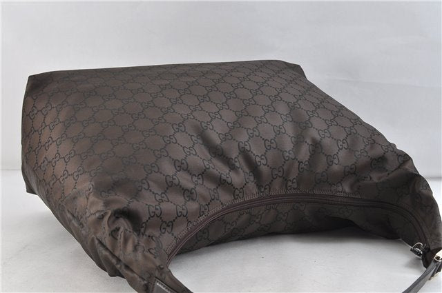 Authentic GUCCI Travel Shoulder Bag Nylon Leather Brown 1053D