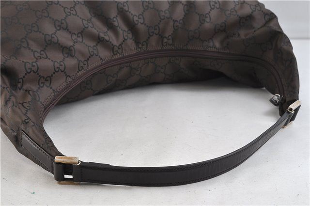 Authentic GUCCI Travel Shoulder Bag Nylon Leather Brown 1053D