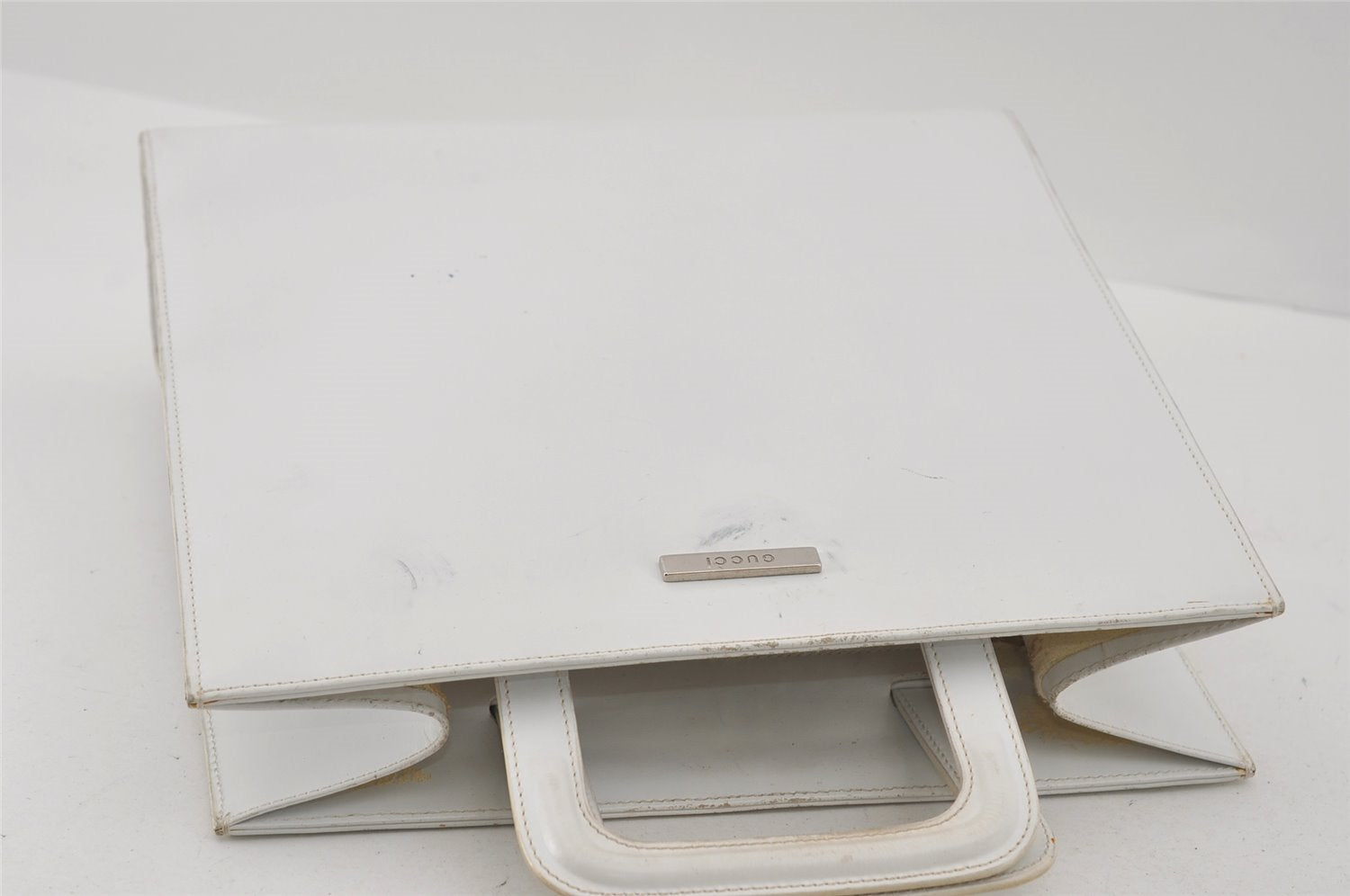 Authentic GUCCI 2 in 1 Shoulder Hand Bag Vinyl Leather Clear White 1053I