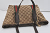 Authentic GUCCI Web Sherry Line Tote Bag GG Canvas Leather 137396 Brown 1054I