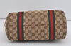Authentic GUCCI Web Sherry Line Tote Bag GG Canvas Leather 137396 Brown 1054I