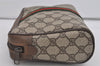 Authentic GUCCI Web Sherry Line Clutch Hand Bag GG PVC Leather Brown Junk 1055I