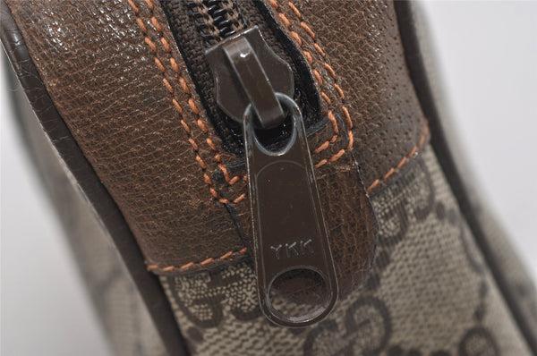 Authentic GUCCI Web Sherry Line Clutch Hand Bag GG PVC Leather Brown Junk 1055I