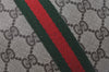 Authentic GUCCI Web Sherry Line Clutch Hand Bag GG PVC Leather Brown Junk 1055I