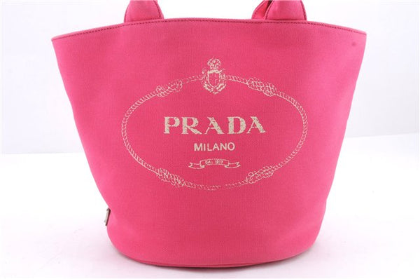 Authentic PRADA Canapa Canvas 2Way Shoulder Hand Bag Purse Pink 1056D