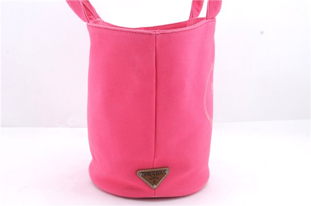 Authentic PRADA Canapa Canvas 2Way Shoulder Hand Bag Purse Pink 1056D