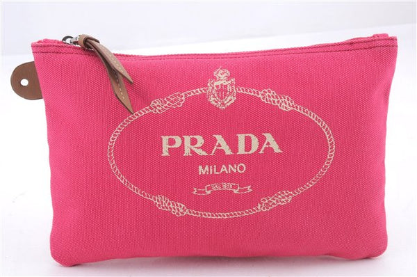 Authentic PRADA Canapa Canvas 2Way Shoulder Hand Bag Purse Pink 1056D